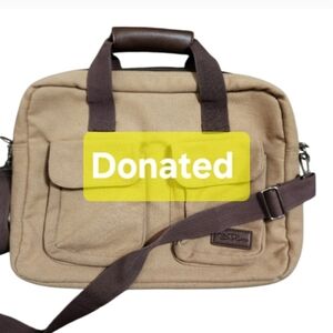 Bella Russo Khaki Canvas Laptop Computer Adjustable Shoulder Messenger B…